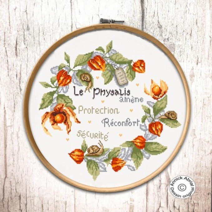 Point de croix Le physalis ©Annick Abrial